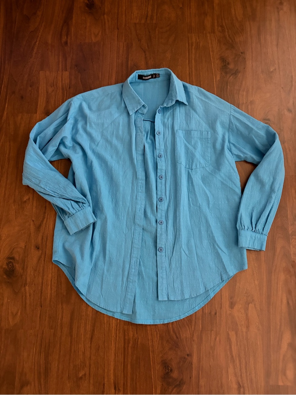 Missguided Light Blue Relaxed Button-Down Shirt
